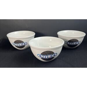 Vintage Set Of 03 Nabisco Oreo Cookies Ice Cream / Cereal Bowls EUC Harvest H.